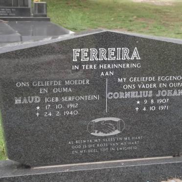FERREIRA Cornelius Johannes 1907-1971 &amp; Maud SERFONTEIN 1912-1940