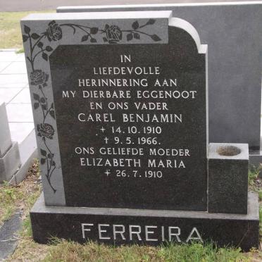 FERREIRA Carel Benjamin 1910-1966 &amp; Elizabeth Maria 1910-1998