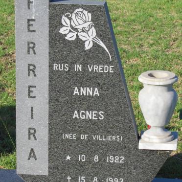 FERREIRA Anna Agnes nee DE VILLIERS 1922-1993