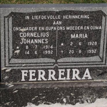 FERREIRA Cornelius Johannes 1914-1992 &amp; Maria 1928-1992