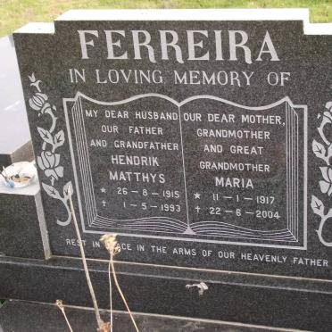 FERREIRA Hendrik Matthys 1915-1993 &amp; Maria 1917-2004