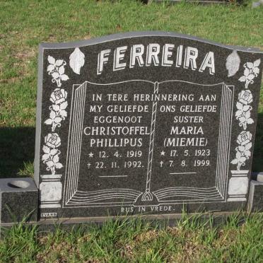 FERREIRA Christoffel Phillipus 1919-1992 &amp; Maria 1923-1999