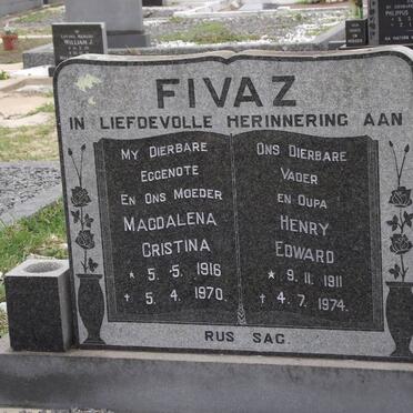 FIVAZ Henry Edward 1911-1974 &amp; Magdalena Cristina 1916-1970