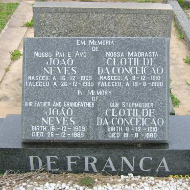 FRANCA Joao Neves, de 1909-1989 &amp; Clotilde Da Conceicao 1910-1980