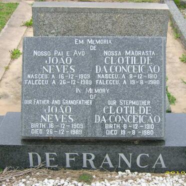 FRANCA Joao Neves, de 1909-1989 &amp; Clotilde Da Conceicao 1910-1980