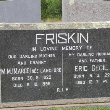 FRISKIN Eric Cecil 1922-1974 &amp; M.M. LANGFORD 1922-1996