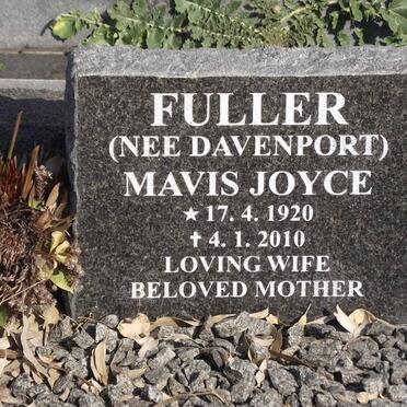 FULLER Mavis Joyce nee DAVENPORT 1920-2010