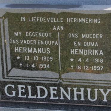 GELDENHUYS Hermanus 1909-1994 &amp; Hendrika 1918-1997