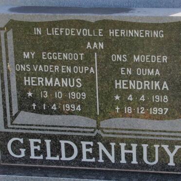 GELDENHUYS Hermanus 1909-1994 &amp; Hendrika 1918-1997