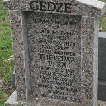 GEDZE Thetelwa Vera 1931-2003