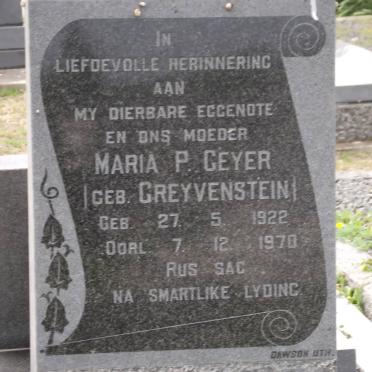 GEYER Maria P. nee GREYVENSTEIN 1922-1970