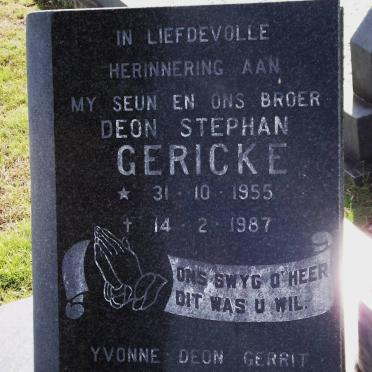 GERICKE Deon Stephan 1955-1987