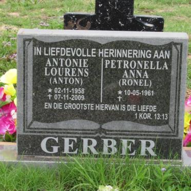 GERBER Antonie Lourens 1958-2009 &amp; Petronella Anna 1961-