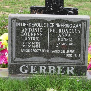 GERBER Antonie Lourens 1958-2009 &amp; Petronella Anna 1961-