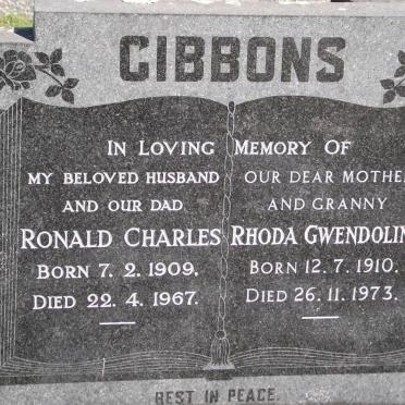 GIBBONS Ronald Charles 1909-1967 &amp; Rhoda Gwendoline 1910-1973