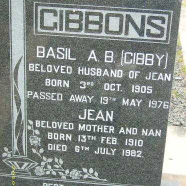 GIBBONS Basil A.B. 1905-1976 &amp; Jean 1910-1982