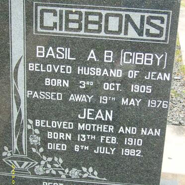 GIBBONS Basil A.B. 1905-1976 &amp; Jean 1910-1982
