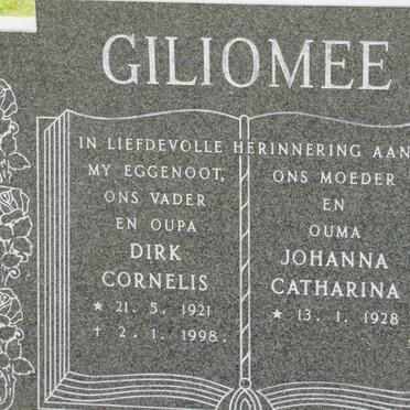 GILIOMEE Dirk Cornelis 1921-1998 &amp; Johanna Catharina 1928-