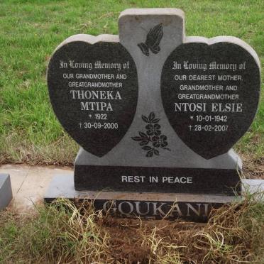 GOUKANI Thoneka Mtipa 1922-2000 :: GOUKANI Ntosi Elsie 1942-2007