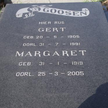 GOOSEN Gert 1905-1991 &amp; Margaret 1919-2005