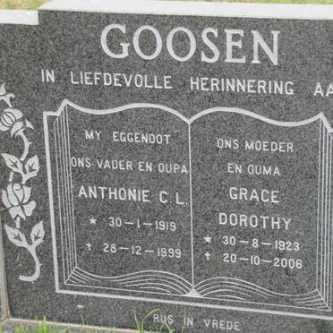 GOOSEN Anthonie C.L. 1919-1999 &amp; Grace Dorothy 1923-2006