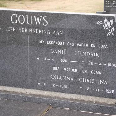 GOUWS Daniel Hendrik 1920-1988 &amp; Johanna Christina 1918-1999