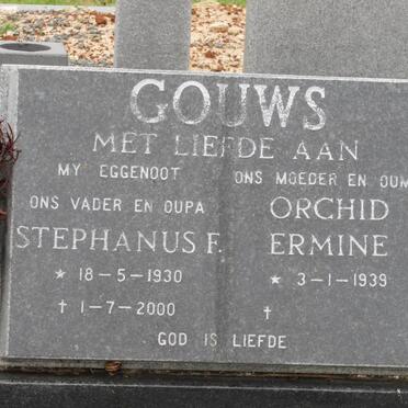 GOUWS Stephanus F. 1930-2000 &amp; Orchid Ermine 1939-