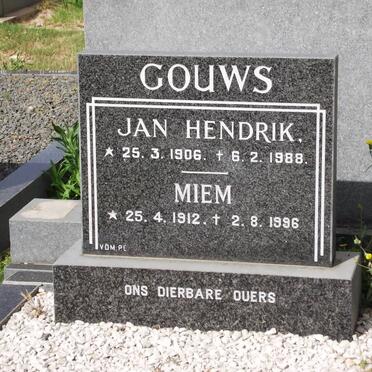 GOUWS Jan Hendrik 1906-1988 &amp; Miem 1912-1996