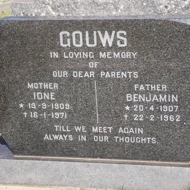 GOUWS Benjamin 1907-1962 &amp; Ione 1909-1971