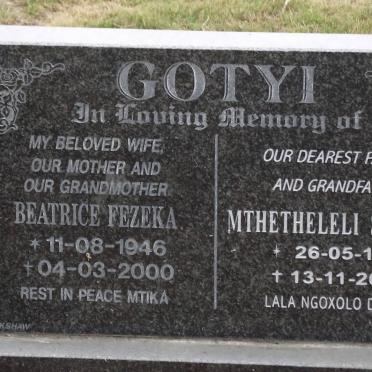 GOTYI Mthetheleli Sampson 1942-2003 &amp; Beatrice Fezeka 1946-2000