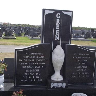 GREEN Johannes Jacobus 1919-1992 &amp; Susarah Maria VAN ZYL 1924-1983