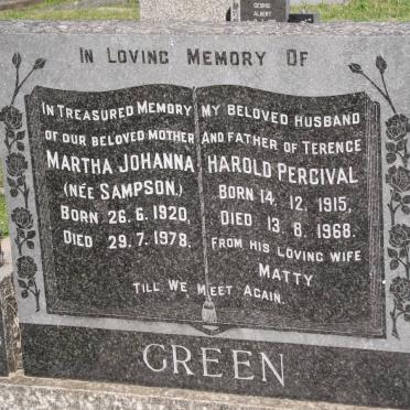 GREEN Harold Percival 1915-1968 &amp; Martha Johanna SAMPSON 1920-1978