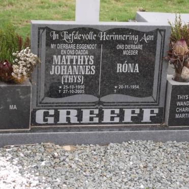 GREEFF Matthys Johannes 1950-2005 &amp; Rona 1954-