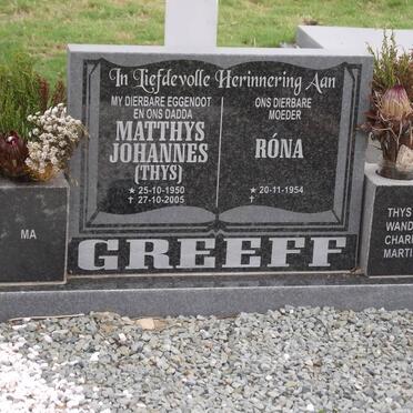GREEFF Matthys Johannes 1950-2005 &amp; Rona 1954-