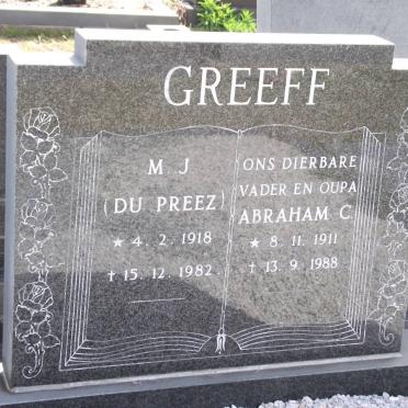 GREEFF Abraham C. 1911-1988 &amp; M.J. DU PREEZ 1918-1982