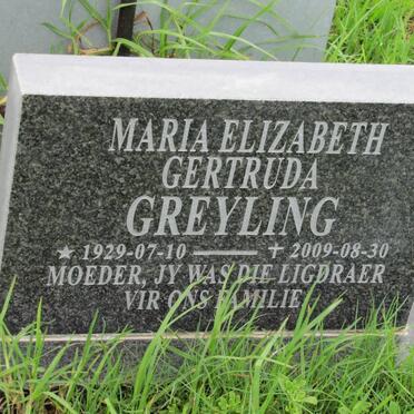 GREYLING Maria Elizabeth Gertruda 1929-2009