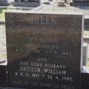 GREEN Arthur William 1912-1985 &amp; Ivy Susan BOSHOFF 1911-1983