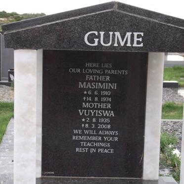 GUME Masimini 1910-1974 &amp; Vuyiswa 1935-2008
