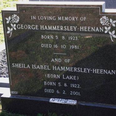 HAMMERSLEY-HEENAN George 1923-1981 &amp; Sheila Isabel LAKE 1922-2001