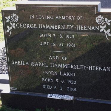 HAMMERSLEY-HEENAN George 1923-1981 &amp; Sheila Isabel LAKE 1922-2001