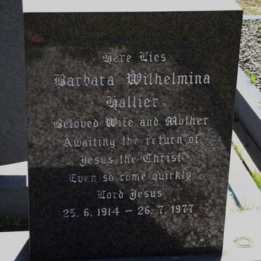 HALLIER Barbara Wilhelmina 1914-1977