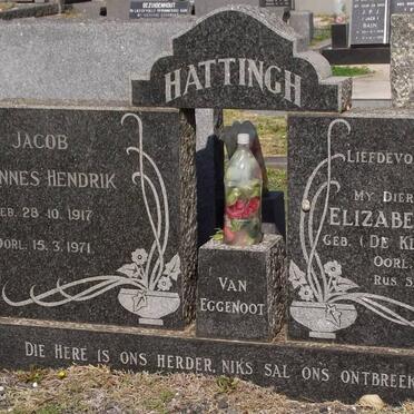 HATTINGH Jacob Johannes Hendrik 1917-1971 &amp; Elizabeth Jacoba DE KLERK 1907-1967
