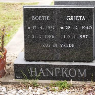 HANEKOM G.S. 1932-1986 &amp; Grieta 1940-1987