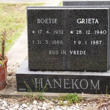 HANEKOM G.S. 1932-1986 &amp; Grieta 1940-1987