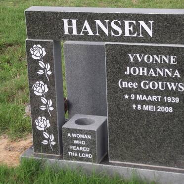 HANSEN Yvonne Johanna nee GOUWS 1939-2008