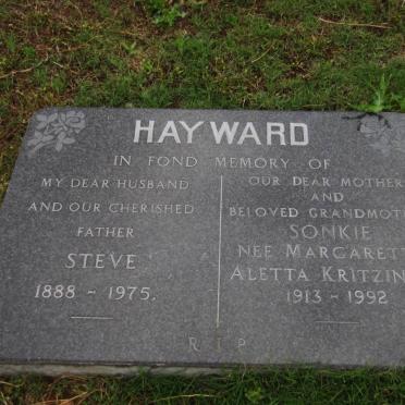 HAYWARD Steve 1888-1975 &amp; Margaretta Aletta KRITZINGER 1913-1992