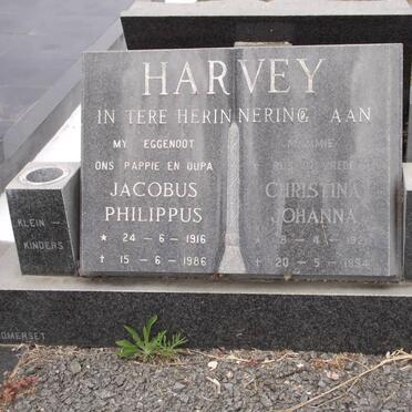 HARVEY Jacobus Philippus 1916-1986 &amp; Christina Johanna 192?-1994