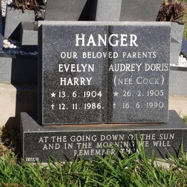 HANGER Evelyn Harry 1904-1986 &amp; Audrey Doris COCK 1905-1990