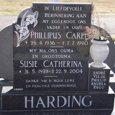 HARDING Phillipus Carel 1936-1990 &amp; Susie Catherina 1939-2004