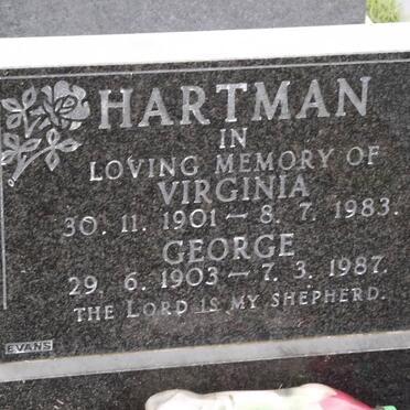 HARTMAN Virginia 1901-1983 &amp; George 1903-1987